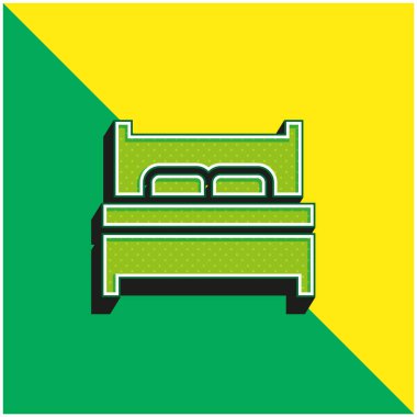 Yatak Yeşil ve Sarı Modern 3D vektör simgesi logosu