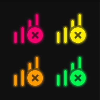 Parlayan dört renk neon vektör simgesi