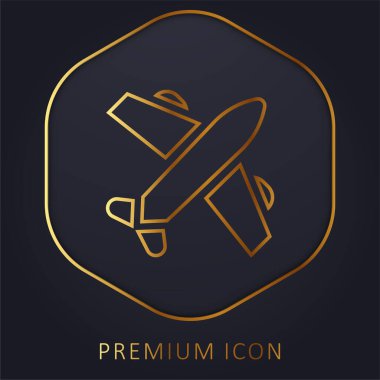 Uçak altın çizgisi prim logosu veya simgesi