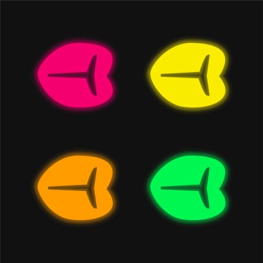 Biftek dört renkli parlayan neon vektör simgesi