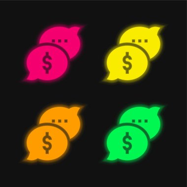 Rüşvet dört renk parlayan neon vektör simgesi