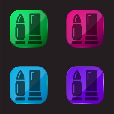 Ammunition four color glass button icon clipart