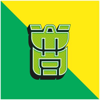 Sırt çantası yeşil ve sarı modern 3d vektör simgesi logosu