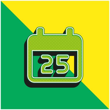 25 Aralık Yeşil ve Sarı Modern 3d vektör simgesi logosu