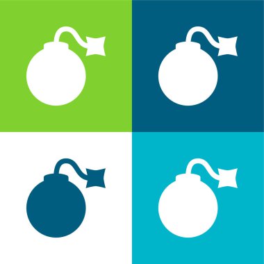 Bomba Düz 4 renk en küçük simge seti