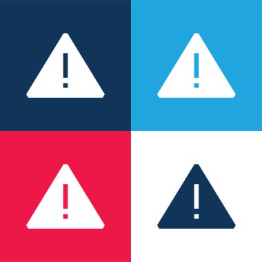 Mavi ve kırmızı dört renk simgesi setinin dikkatine