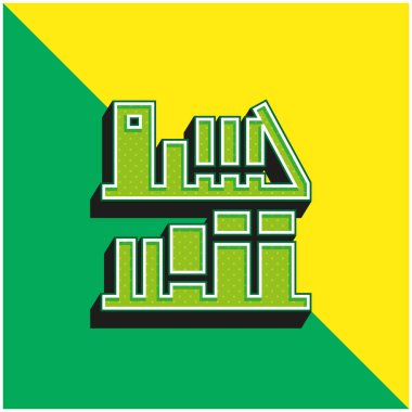 Kitap rafı Yeşil ve sarı 3d vektör simgesi logosu