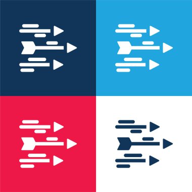 Oklar mavi ve kırmızı dört renk minimal simge kümesi