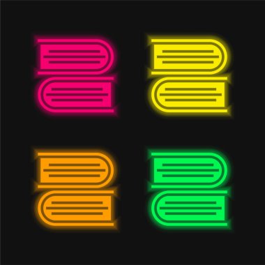 Parlayan dört renk neon vektör simgesi kitaplarıName