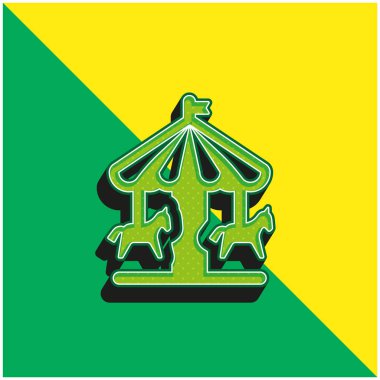 Eğlence Parkı Yeşil ve Sarı 3D vektör simgesi logosu