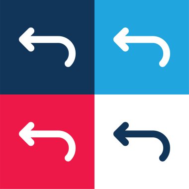 Back Curved Arrow blue and red four color minimal icon set clipart