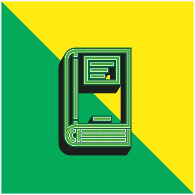 Kitap Yeşil ve Sarı Modern 3D vektör simgesi logosu