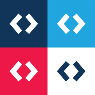 Diş telleri mavi ve kırmızı dört renk minimal simge kümesi