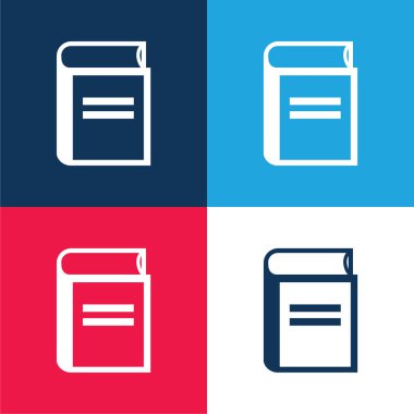 Kitap Özeti mavi ve kırmızı dört renk minimal simgesi seti