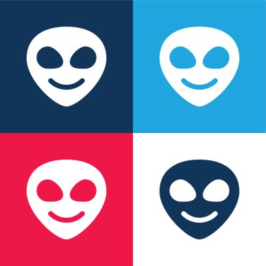 Uzaylı mavi ve kırmızı dört renk minimal simgesi