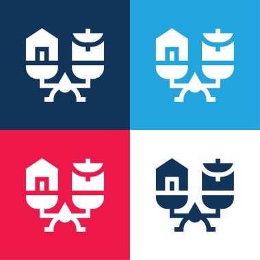 Mavi ve kırmızı dört renk en düşük simge kümesi