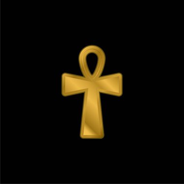 Ankh Çapraz Altın kaplama metalik simge veya logo vektörü
