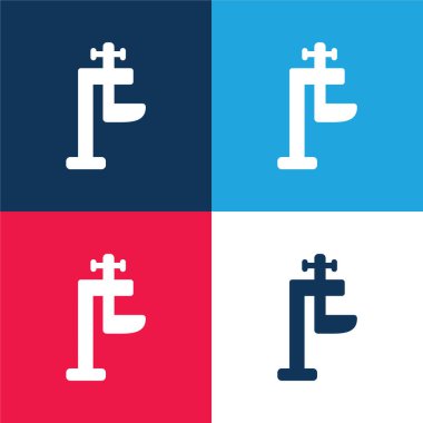 Ayarlama Sistemi mavi ve kırmızı dört renk minimal simgesi seti