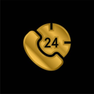 24 Saat Altın Kaplama Metal Simge veya logo Vektörü