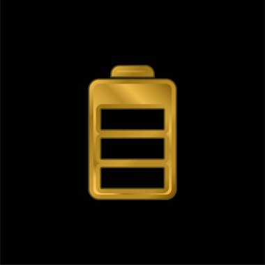 Battery Status gold plated metalic icon or logo vector clipart