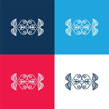 Güzel Çiçek Tasarımı Mavi ve Kırmızı Minimum Renk Simgesi