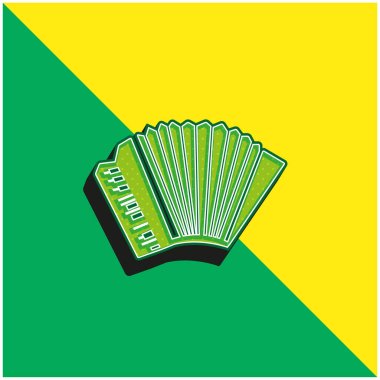 Akordeon Yeşil ve Sarı Modern 3D vektör simgesi logosu
