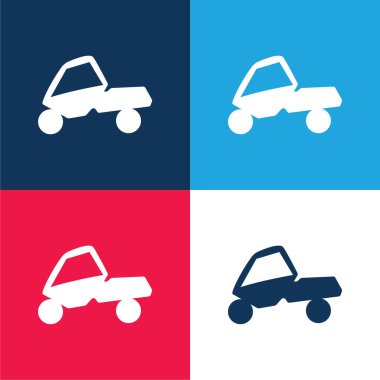 Adventure Sport On A Car blue and red four color minimal icon set clipart