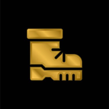 Altın kaplama metalik simge veya logo vektörünü çizer