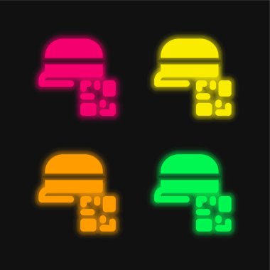 Barcode four color glowing neon vector icon clipart