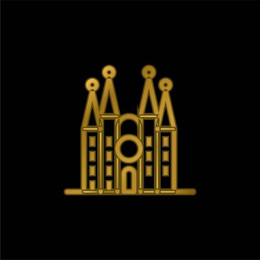 Barselona altın kaplama metalik simge veya logo vektörü