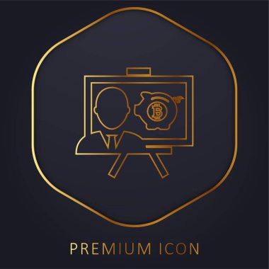 Bitcoin Sunumu Altın Hat prim logosu veya simgesi