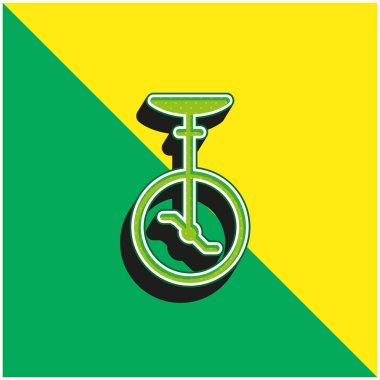 Bisiklet Yeşil ve Sarı Modern 3D vektör simgesi logosu