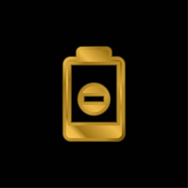 Pil altın kaplamalı metalik simge veya logo vektörü