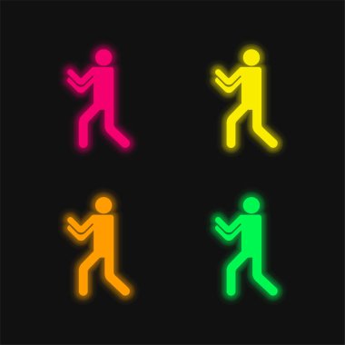 Dört renkli parlak neon vektör simgesi boks yapıyor