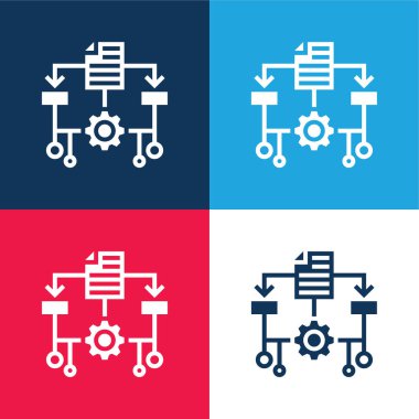 Algorithm blue and red four color minimal icon set clipart
