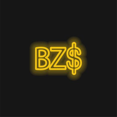 Belize Dollar Symbol yellow glowing neon icon clipart