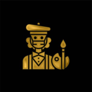 Sanatçı altın kaplama metalik simge veya logo vektörü