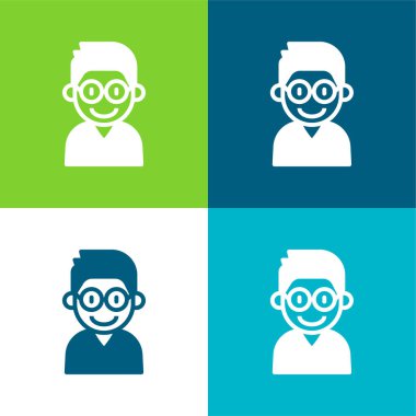 Oğlan Düz 4 renk en küçük simge seti