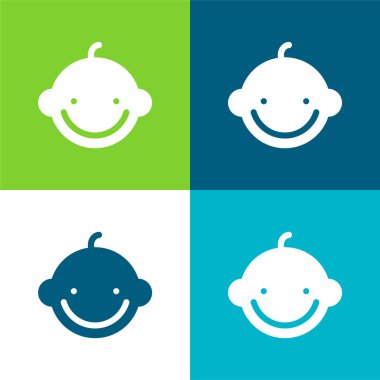 Baby Boy Düz 4 renk simgesi seti