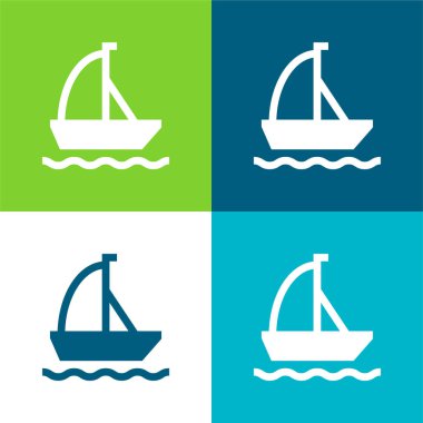 Tekne Düz 4 renk en küçük simge kümesi