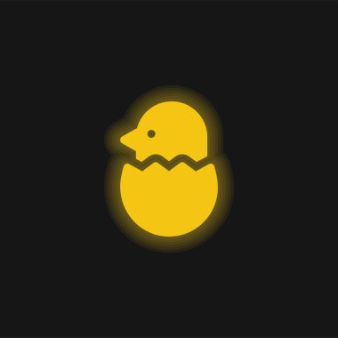 Bird yellow glowing neon icon clipart