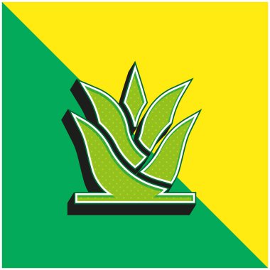 Aloe Vera Green ve sarı 3D vektör simgesi logosu
