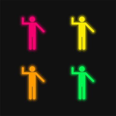 Temel Silüet dört renk parlayan neon vektör simgesi