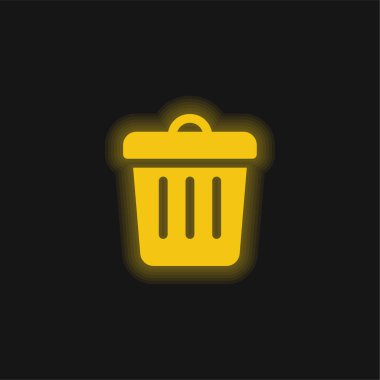 Çöp tenekesi sarı parlak neon simgesi