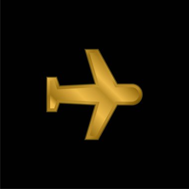 Uçak altın kaplama metalik simge veya logo vektörü