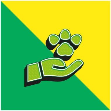 Hayvan Yeşili ve Sarı Modern 3D vektör simgesi logosu