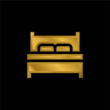 Yatak altın kaplamalı metalik simge veya logo vektörü