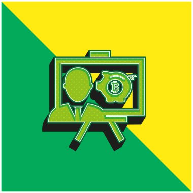 Bitcoin Presentation Green and yellow modern 3d vector icon logo clipart