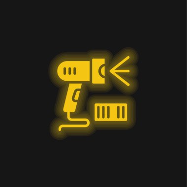 Barkod sarı parlayan neon simgesi