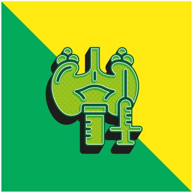 Adrenal Bez Yeşil ve Sarı 3D vektör simgesi